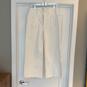 PAIGE Cream Wide Leg Jeans